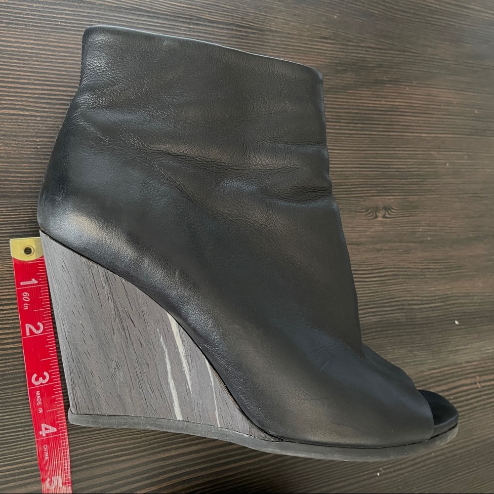 Allsaints Black Leather Peep Toe Wood Wedge Heel Boot/Booties All Saints - Picture 7 of 10